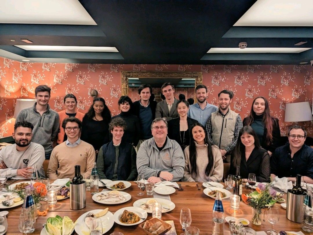 The Entrepreneur First founder cohort at a private lunch with Reid Hoffman